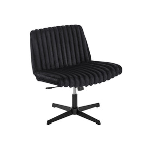 English Elm Blynn Wide Faux Fur Swivel Vanity Chair with Adjustable Height Steel Frame Black T2574P427913