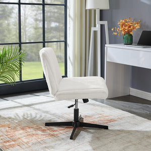 English Elm Blynn Wide Faux Fur Swivel Vanity Chair with Adjustable Height Steel Frame Cream White T2574P427914