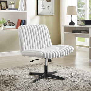 English Elm Blynn Wide Faux Fur Swivel Vanity Chair with Adjustable Height Steel Frame Gray T2574P427915