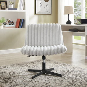 English Elm Blynn Wide Faux Fur Swivel Vanity Chair with Adjustable Height Steel Frame Gray T2574P427915