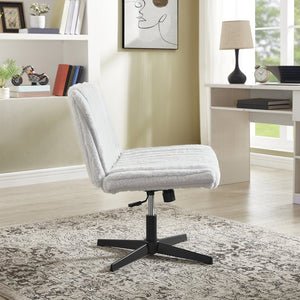 English Elm Blynn Wide Faux Fur Swivel Vanity Chair with Adjustable Height Steel Frame Gray T2574P427915