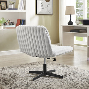 English Elm Blynn Wide Faux Fur Swivel Vanity Chair with Adjustable Height Steel Frame Gray T2574P427915