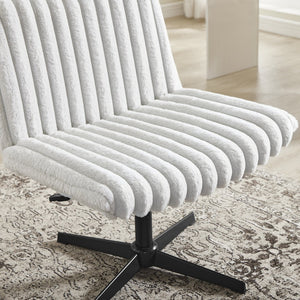 English Elm Blynn Wide Faux Fur Swivel Vanity Chair with Adjustable Height Steel Frame Gray T2574P427915