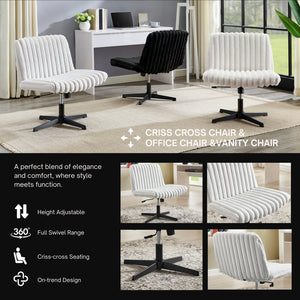 English Elm Blynn Wide Faux Fur Swivel Vanity Chair with Adjustable Height Steel Frame Gray T2574P427915
