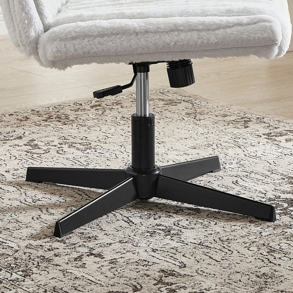 English Elm Blynn Wide Faux Fur Swivel Vanity Chair with Adjustable Height Steel Frame Gray T2574P427915