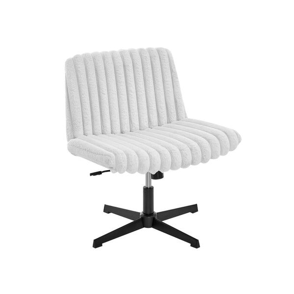 English Elm Blynn Wide Faux Fur Swivel Vanity Chair with Adjustable Height Steel Frame Gray T2574P427915