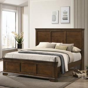 English Elm Maderne Queen Panel Bed Solid Wood Antique Walnut Finish Traditional Bedroom T2574P450604