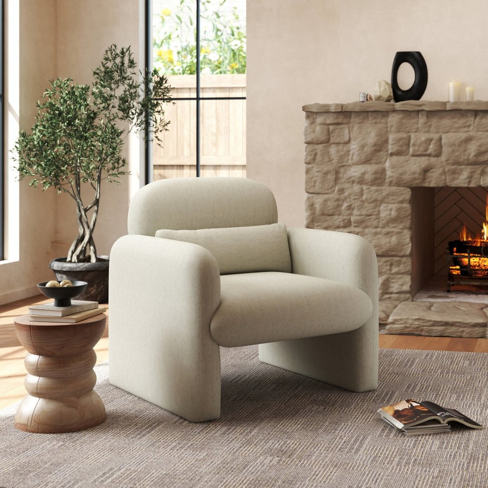 English Elm Dylan Sculptural Barrel Accent Chair Chenille Upholstered with Lumbar Pillow Support T2574P460901