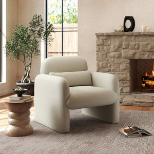 English Elm Dylan Sculptural Barrel Accent Chair Chenille Upholstered with Lumbar Pillow Support T2574P460901