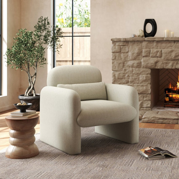 English Elm Dylan Sculptural Barrel Accent Chair Chenille Upholstered with Lumbar Pillow Support T2574P460901