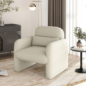 English Elm Dylan Sculptural Barrel Accent Chair Chenille Upholstered with Lumbar Pillow Support T2574P460901
