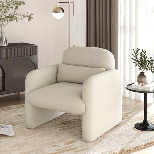 English Elm Dylan Sculptural Barrel Accent Chair Chenille Upholstered with Lumbar Pillow Support T2574P460901