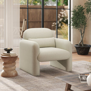 English Elm Dylan Sculptural Barrel Accent Chair Chenille Upholstered with Lumbar Pillow Support T2574P460901
