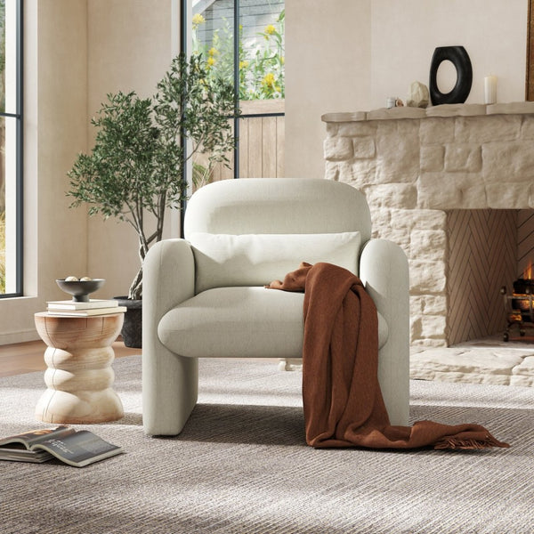 English Elm Dylan Sculptural Barrel Accent Chair Chenille Upholstered with Lumbar Pillow Support T2574P460901