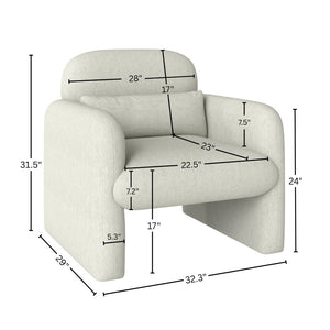 English Elm Dylan Sculptural Barrel Accent Chair Chenille Upholstered with Lumbar Pillow Support T2574P460901