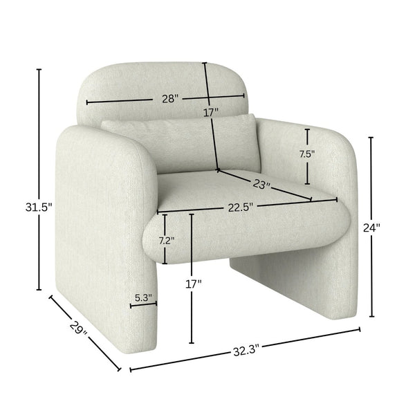 English Elm Dylan Sculptural Barrel Accent Chair Chenille Upholstered with Lumbar Pillow Support T2574P460901
