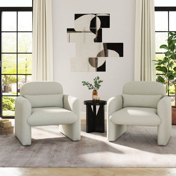 English Elm Dylan Sculptural Barrel Accent Chair Chenille Upholstered with Lumbar Pillow Support T2574P460901