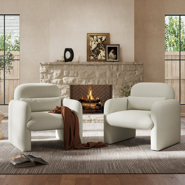 English Elm Dylan Sculptural Barrel Accent Chair Chenille Upholstered with Lumbar Pillow Support T2574P460901