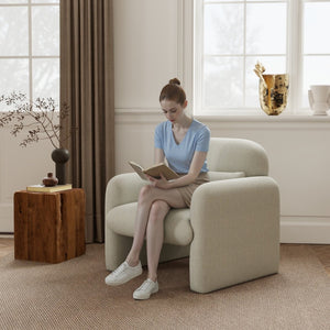 English Elm Dylan Sculptural Barrel Accent Chair Chenille Upholstered with Lumbar Pillow Support T2574P460901