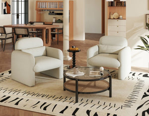 English Elm Dylan Sculptural Barrel Accent Chair Chenille Upholstered with Lumbar Pillow Support T2574P460901