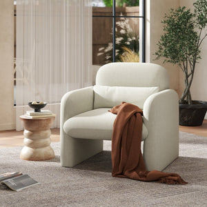 English Elm Dylan Sculptural Barrel Accent Chair Chenille Upholstered with Lumbar Pillow Support T2574P460901