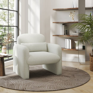 English Elm Dylan Sculptural Barrel Accent Chair Chenille Upholstered with Lumbar Pillow Support T2574P460901