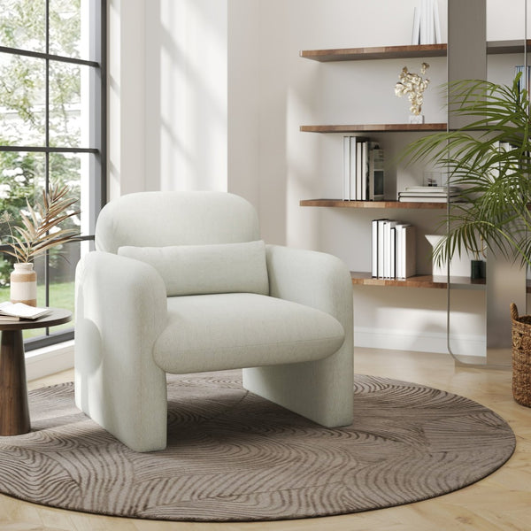 English Elm Dylan Sculptural Barrel Accent Chair Chenille Upholstered with Lumbar Pillow Support T2574P460901