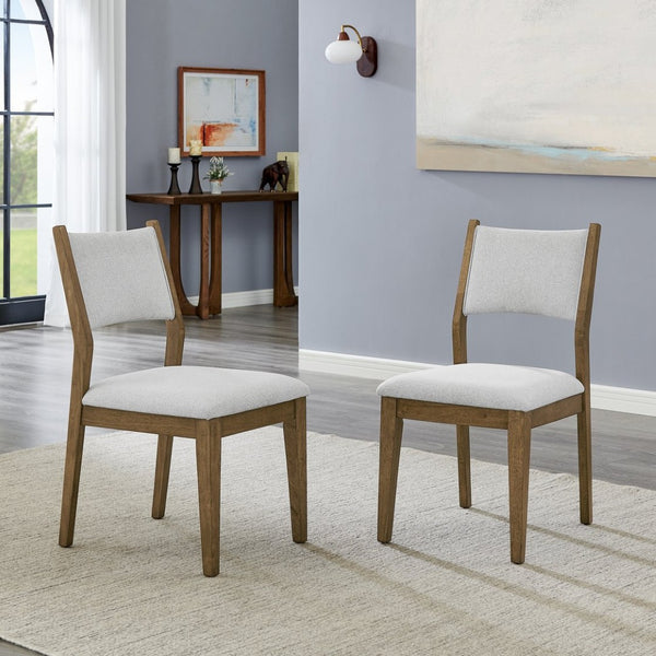 English Elm Parker Upholstered Set of 2 Dining Chairs with Curved Back and Oak Rubberwood Legs T2574P460909