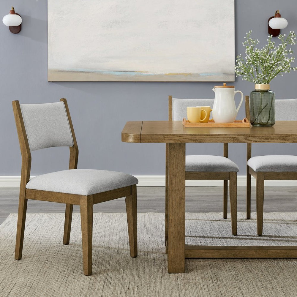 English Elm Parker Upholstered Set of 2 Dining Chairs with Curved Back and Oak Rubberwood Legs T2574P460909