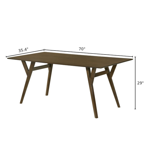 English Elm Lavin Walnut Veneer Rectangular Dining Table Seats Six with Solid Rubberwood Base T2574P460910