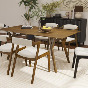 English Elm Lavin Walnut Veneer Rectangular Dining Table Seats Six with Solid Rubberwood Base T2574P460910