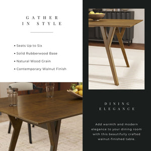 English Elm Lavin Walnut Veneer Rectangular Dining Table Seats Six with Solid Rubberwood Base T2574P460910