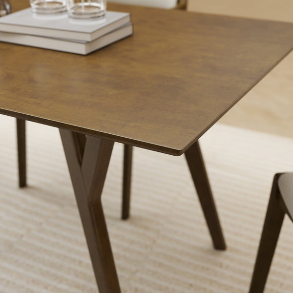 English Elm Lavin Walnut Veneer Rectangular Dining Table Seats Six with Solid Rubberwood Base T2574P460910
