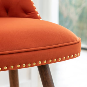 English Elm Elvara Button Tufted Upholstered Counter Stools with Nailhead Trim Set of 2 Orange T2574P460912