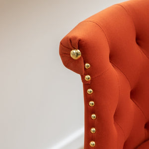 English Elm Elvara Button Tufted Upholstered Counter Stools with Nailhead Trim Set of 2 Orange T2574P460912