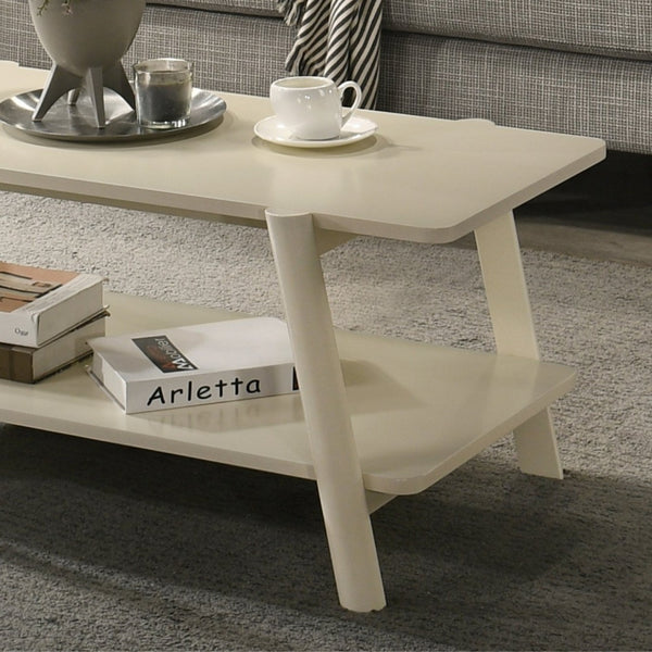 English Elm Metz Mid-Century Modern Coffee Table with Open Shelf and Sculptural Tapered Legs T2574P460913