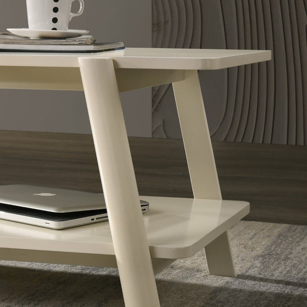 English Elm Metz Mid-century Open Shelf End Table with Rubberwood Legs and Veneer Top T2574P460914