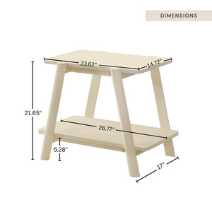 English Elm Metz Mid-century Open Shelf End Table with Rubberwood Legs and Veneer Top T2574P460914