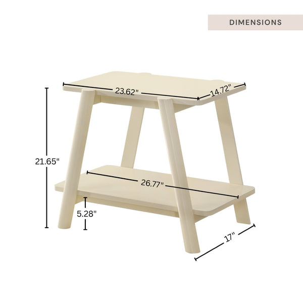 English Elm Metz Mid-century Open Shelf End Table with Rubberwood Legs and Veneer Top T2574P460914