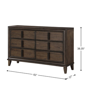 English Elm Aetheria Six Drawer Pine Wood Dresser with Velvet Lined Storage for Modern Bedrooms T2574P463895