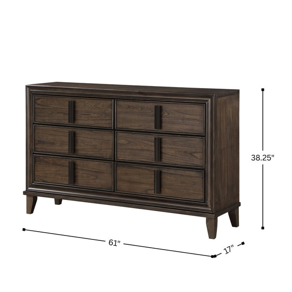 English Elm Aetheria Six Drawer Pine Wood Dresser with Velvet Lined Storage for Modern Bedrooms T2574P463895