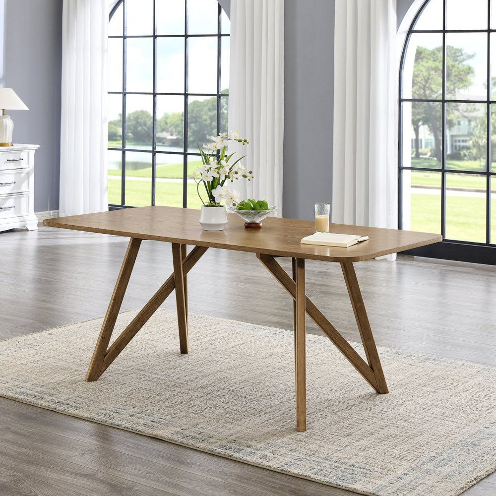English Elm Axler Sculptural Tripod Base Rectangular Dining Table Seats Six in Light Oak Veneer T2574P463915