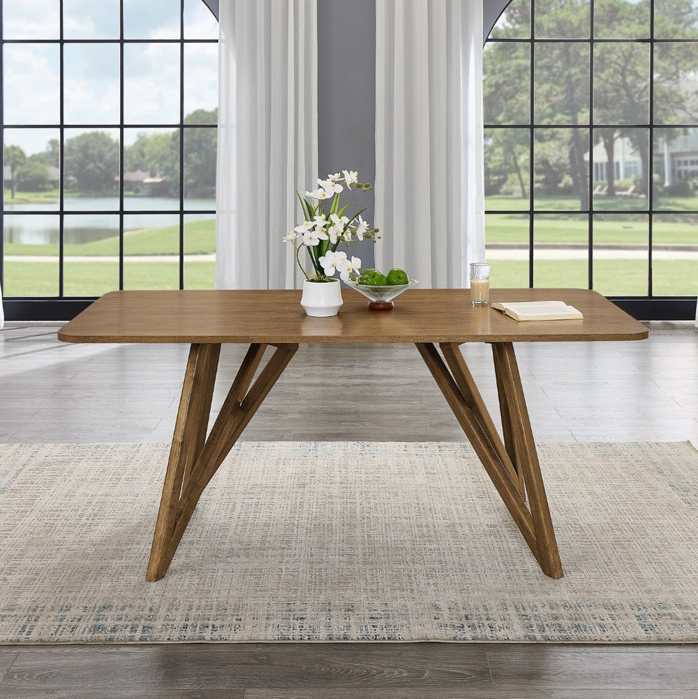 English Elm Axler Sculptural Tripod Base Rectangular Dining Table Seats Six in Light Oak Veneer T2574P463915