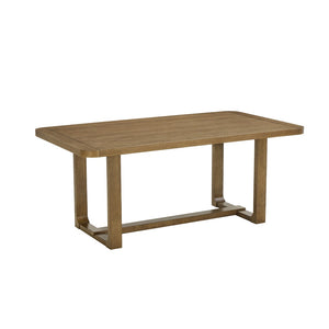 English Elm Parker Trestle Base Rectangular Dining Table Seats Six in Modern Rustic Oak Veneer T2574P464664