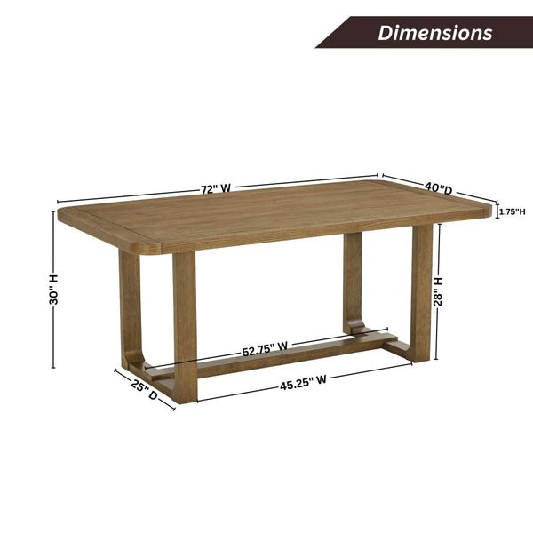 English Elm Parker Trestle Base Rectangular Dining Table Seats Six in Modern Rustic Oak Veneer T2574P464664