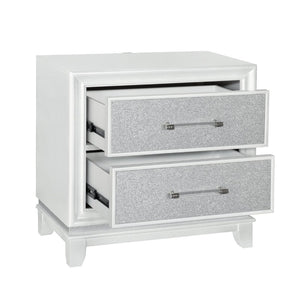 English Elm Galaxy Glam Nightstand with Led Base Glow Dual Usb Ports and Sparkle Drawer Fronts T2574P465638
