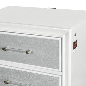 English Elm Galaxy Glam Nightstand with Led Base Glow Dual Usb Ports and Sparkle Drawer Fronts T2574P465638