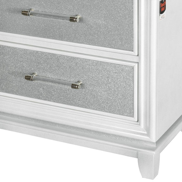 English Elm Galaxy Glam Nightstand with Led Base Glow Dual Usb Ports and Sparkle Drawer Fronts T2574P465638