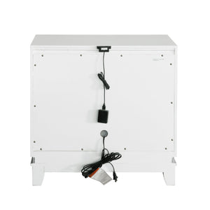 English Elm Galaxy Glam Nightstand with Led Base Glow Dual Usb Ports and Sparkle Drawer Fronts T2574P465638