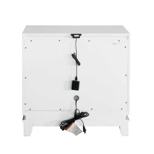 English Elm Galaxy Glam Nightstand with Led Base Glow Dual Usb Ports and Sparkle Drawer Fronts T2574P465638
